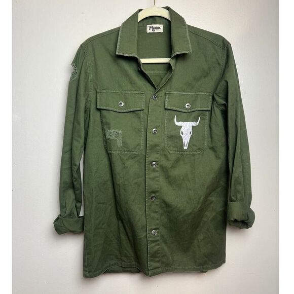 Show Me Your MuMu Army Jacket Olive Bull Sz. S - Picture 2 of 6